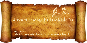 Javorniczky Krisztián névjegykártya